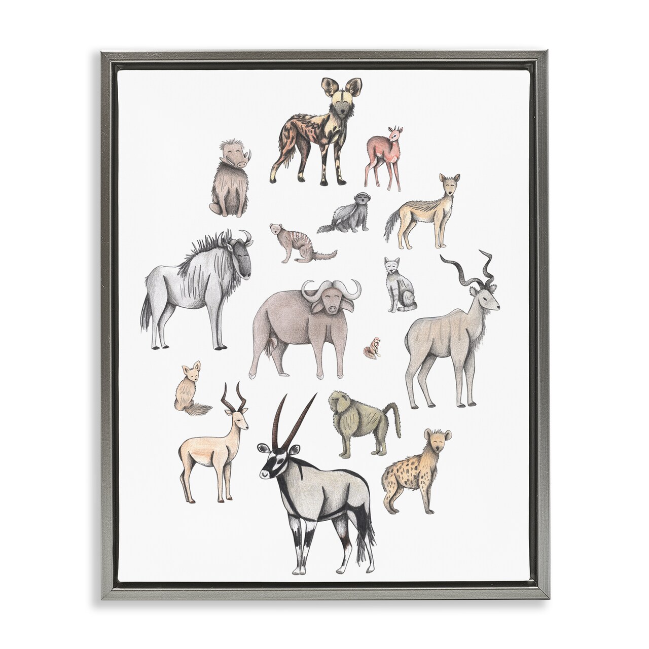 Stupell Industries Simple Africa Animals Floating Frame, design by Cecilia Battaini